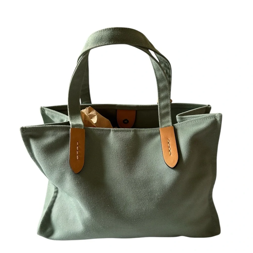 Coach Recycling Makes Me Feel Good Tote 30 Bag New Color: Brass/Iceberg Green